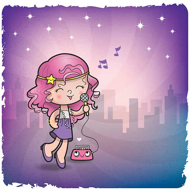 Vector illustration of Music girl