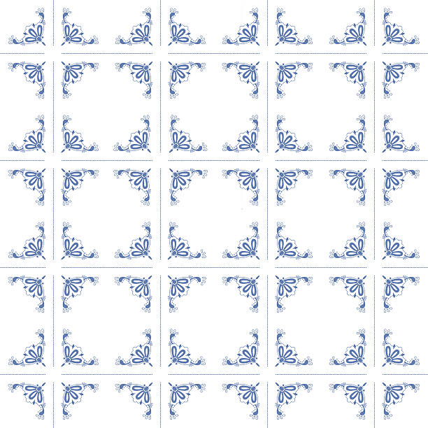 Sem costura padrão com ornamentos Holandês (Deflt azul estilo) - ilustração de arte vetorial
