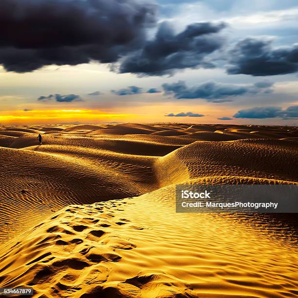Sunset In The Sahara Desert Douz Tunisia Stock Photo - Download Image Now - Douz, Morocco, 2015