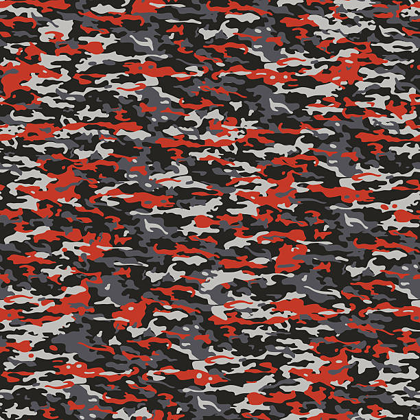 Gray and red camouflage Typical seamless camouflage pattern in red and gray colors red camouflage pattern stock illustrations