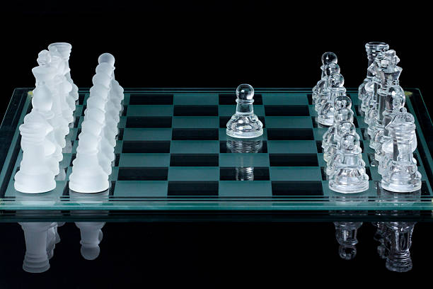 chess first move done stock photo
