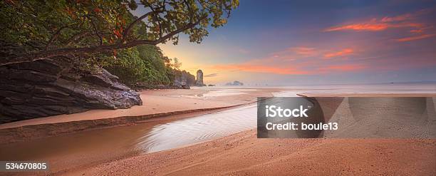 Beautiful Beach With Colorful Sky Thailand Stock Photo - Download Image Now - 2015, Beach, Blue