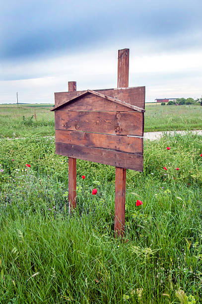 istock wooden sign plate, road 534671114