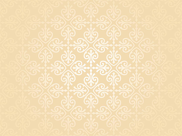 부드러운 복숭아색 초대 배경기술 - baroque style seamless single flower decoration stock illustrations