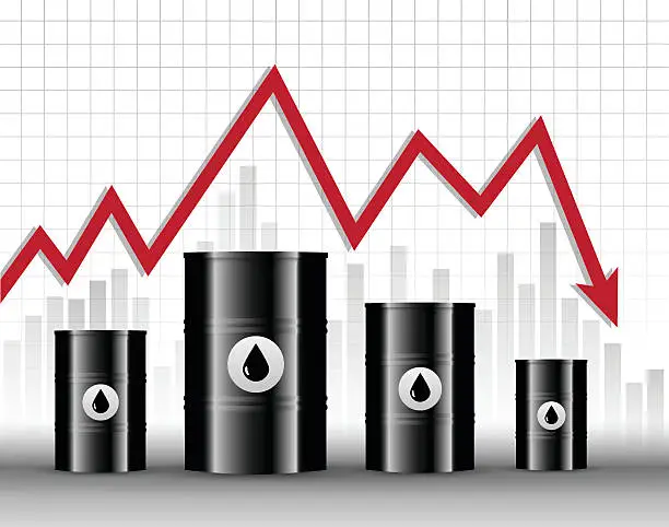 Vector illustration of Oil barrels and financial crisis