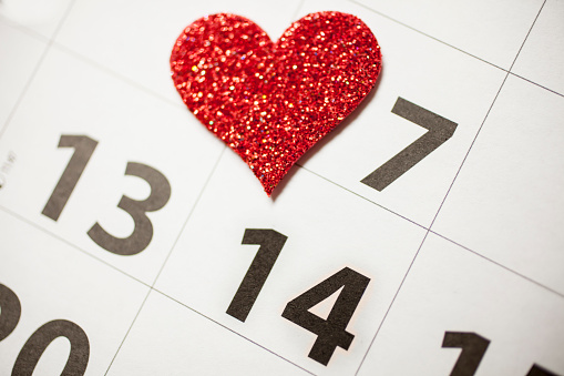Heart in red and calendar