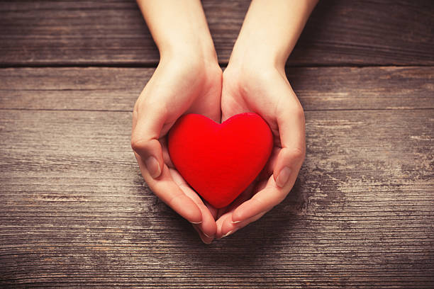 coração vermelho - heart shape giving human hand gift imagens e fotografias de stock