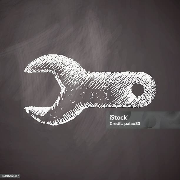 Wrench Icon Stock Illustration - Download Image Now - Backgrounds, Chalkboard - Visual Aid, Construction Industry