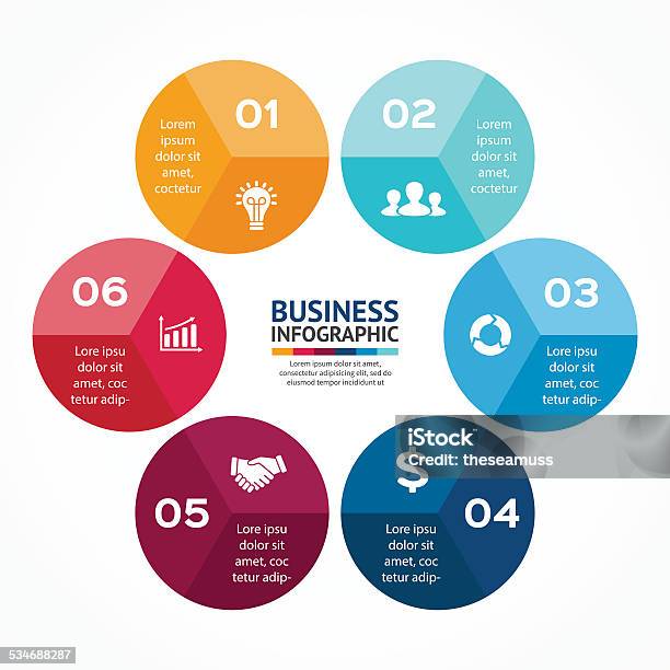 Circle Infographic Diagram Graph Presentation Stock Illustration - Download Image Now - Diagram, Hexagon, Number 6