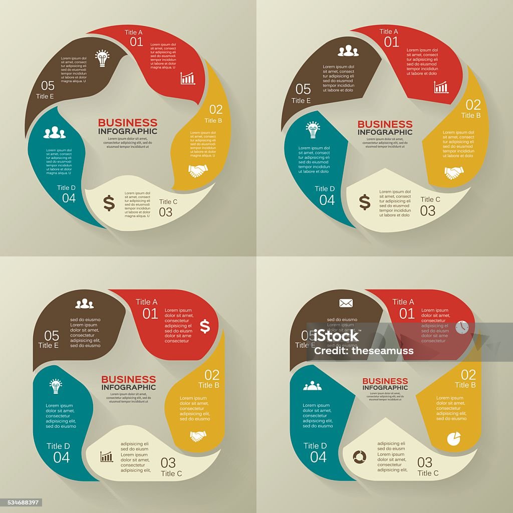 Kreis retro alte Infografik, cycle Diagramm - Lizenzfrei 2015 Vektorgrafik