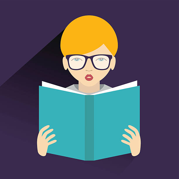 мальчик чтение книги. плоские вектор. - advice reading student glasses stock illustrations