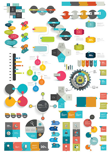 kolekcje informacji graficznych płaska konstrukcja z nich. - plac stock illustrations