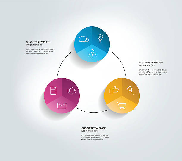 ilustrações, clipart, desenhos animados e ícones de o modelo. infográficos diagrama. - order gear three objects working