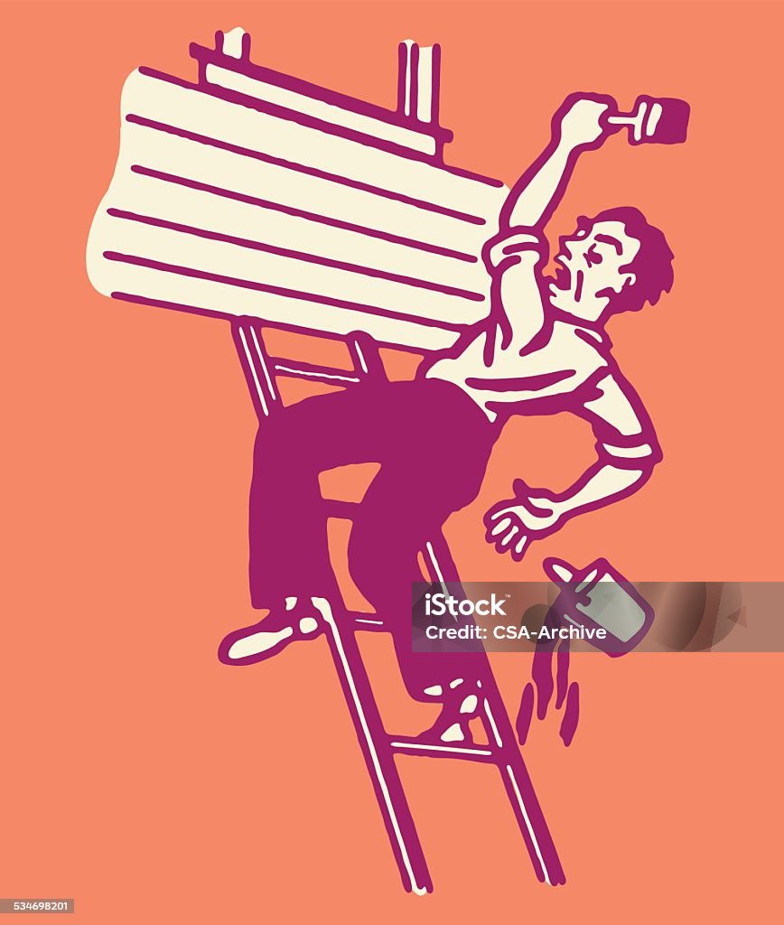 Pintor caída de escalera - arte vectorial de Ilustración libre de derechos
