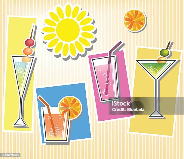 Summer Holiday Card With Cocktails On A Beautiful Beach Stock Illustration - Download Image Now