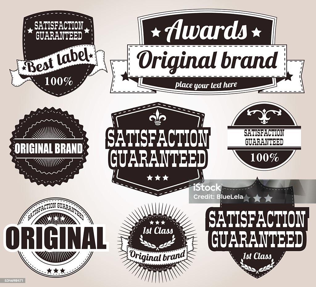 Collection of vintage retro labels, badges and stamps Collection of vintage retro labels, badges, stamps, ribbons, marks and typographic design elements, vector illustration 2015 stock vector