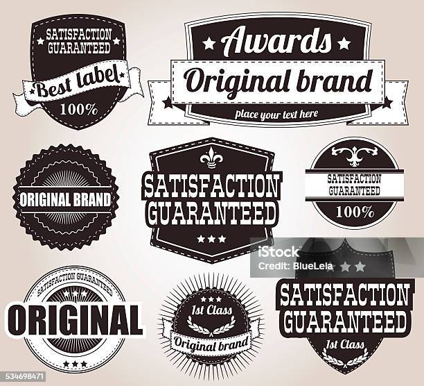 Collection Of Vintage Retro Labels Badges And Stamps Stock Illustration - Download Image Now