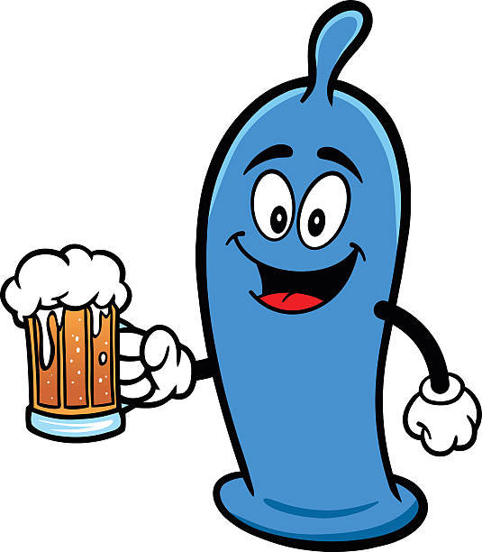 illustrazioni stock, clip art, cartoni animati e icone di tendenza di preservativo con birra - condom aids orgasm sexual activity