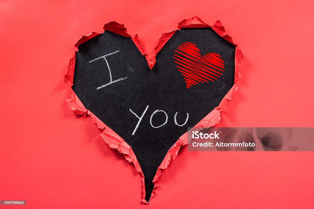 I love you I love you written on blackboard inside of a heart frame 2015 Stock Photo