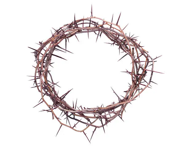 Easter Jesus crucifixion crown of thorns isolated on white