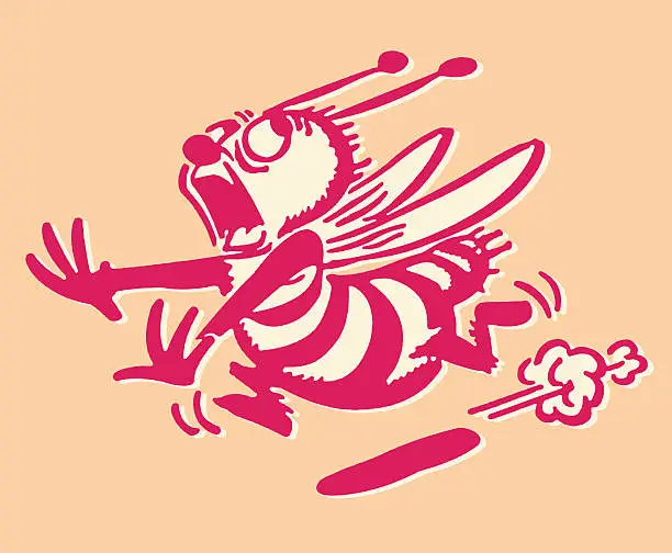 Vector illustration of Bee Running Away