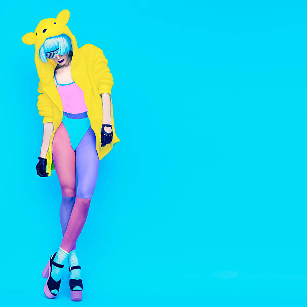istock Sexy Go-go Lady on a blue background crazy dancing Party 534701739