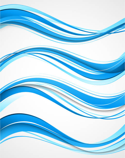 абстрактный фон изогнутые линии.   шаблон дизайн брошюры - single line in a row blue water stock illustrations