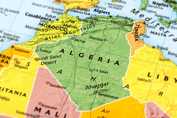 Algeria Map of Algeria. A detail from the World Map. algeria stock pictures, royalty-free photos & images