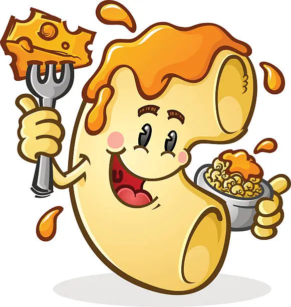 Vector illustration of Macaroni and Cheese Cartoon Character