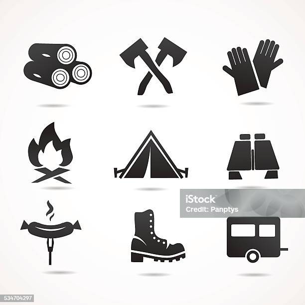 Camping Icon Set Stock Illustration - Download Image Now - 2015, Adventure, Bag