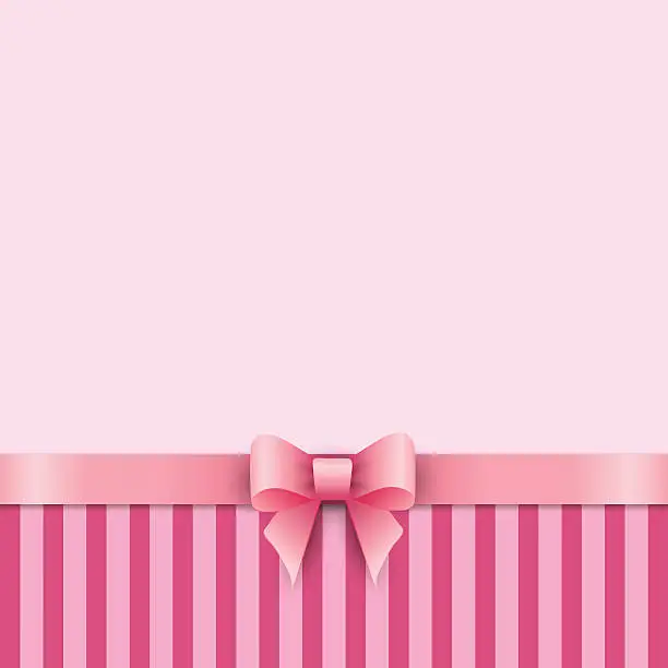 Vector illustration of Striped background with children's pink bow