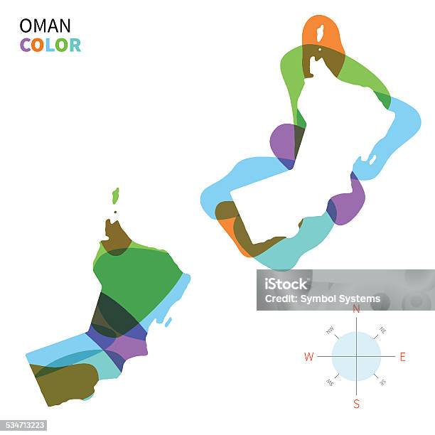 Abstract Vector Color Map Of Oman With Transparent Paint Effect Stock Illustration - Download Image Now