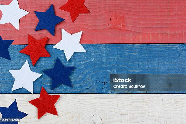 Stars On Red White And Blue Table Stock Photo - Download Image Now - Fourth of July, US Memorial Day, Picnic