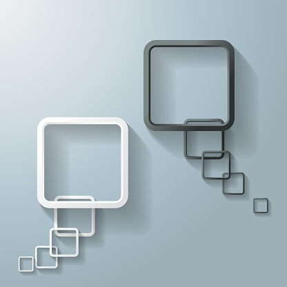Two abstract rectangle speech bubbles on the grey background. Eps 10 vector file.
