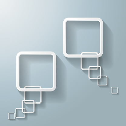 Two abstract rectangle speech bubbles on the grey background. Eps 10 vector file.