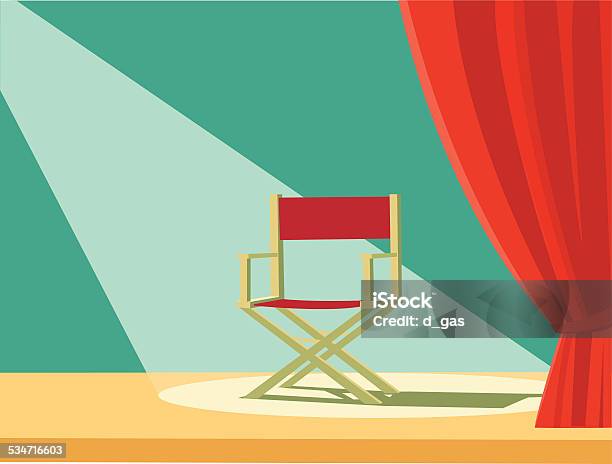 Director Chair Stock Illustration - Download Image Now - Director's Chair, Movie Theater, Curtain