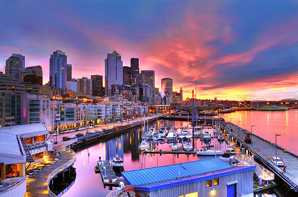 istock Seattle skyline and waterfront in sunrise 534718559