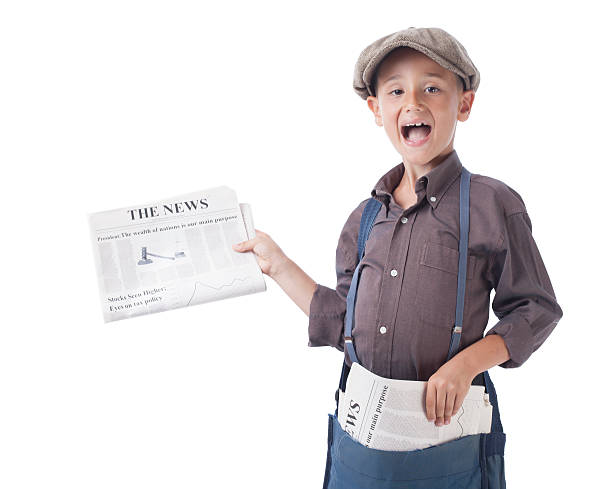 istock Newsboy holding paper and Shouting With Megaphone 534719051