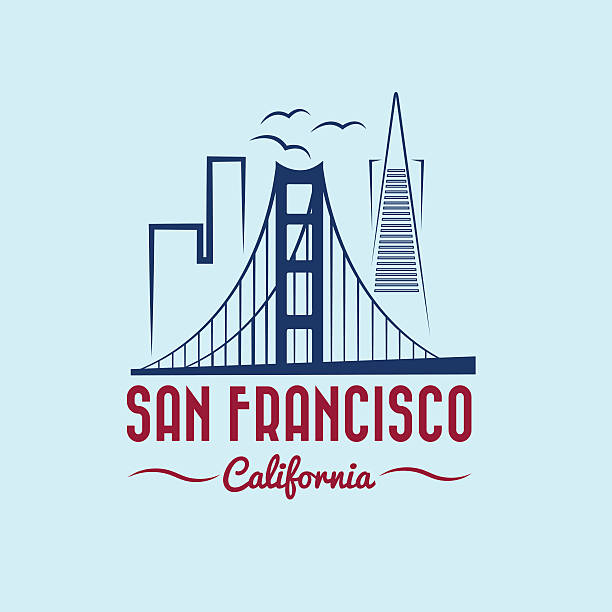 샌프란시스코 스카이라인의 그림 - san francisco county skyline vector bridge stock illustrations