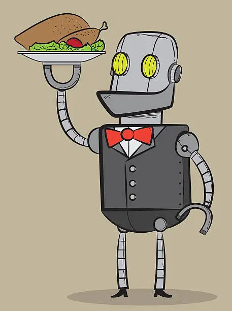 Vector illustration of Robot Waiter