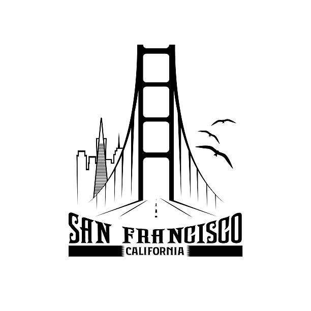 스카이라인 샌프란시시코 벡터 디자인식 형판 - san francisco county skyline vector bridge stock illustrations