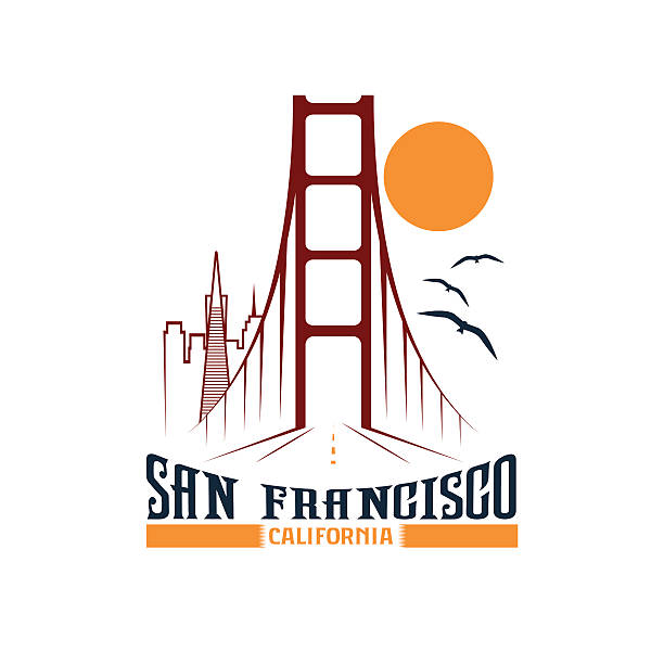 panoramę san francisco wektor szablon projektu - san francisco county skyline vector bridge stock illustrations