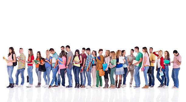 Group of students in a line.