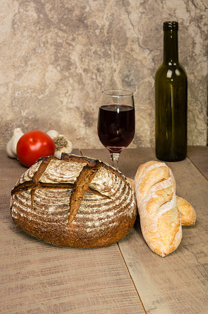 istock Loaf of fresh rye bread on a table 534722041