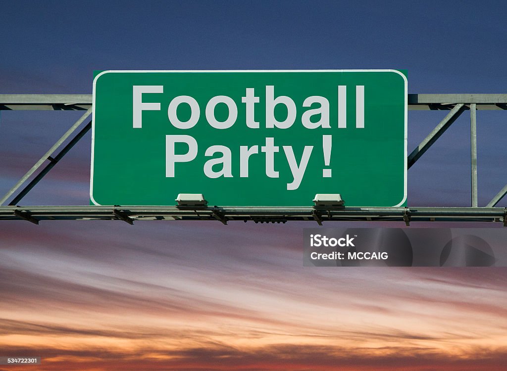 Football Party A road sign concept that says "Football Party." 2015 Stock Photo