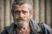 Portrait of homeless man