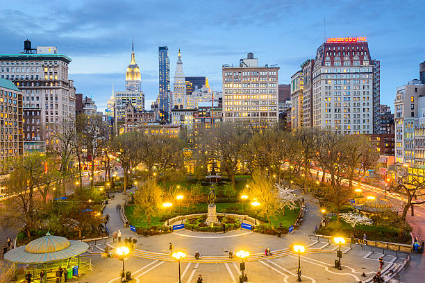 Union Square New York City New York City, USA cityscape at Union Square in Manhattan. union square new york city stock pictures, royalty-free photos & images