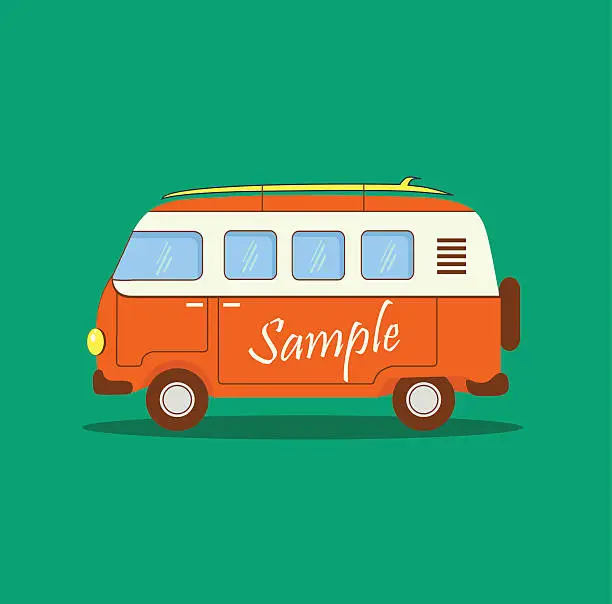 Vector illustration of Vector illustration of a retro travel van flat style