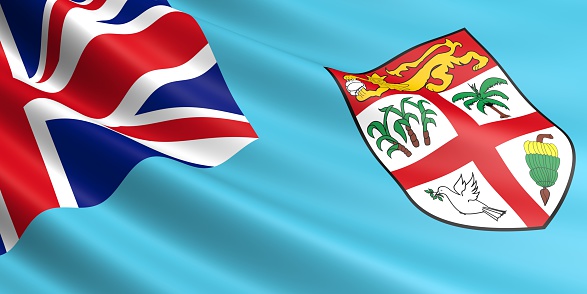 Fiji flag fluttering in wind.