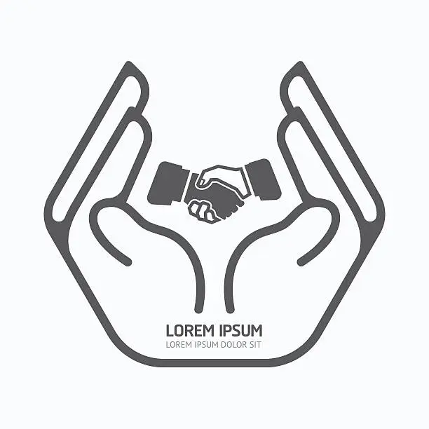 Vector illustration of Hand holding business.logo design,safety care concept.